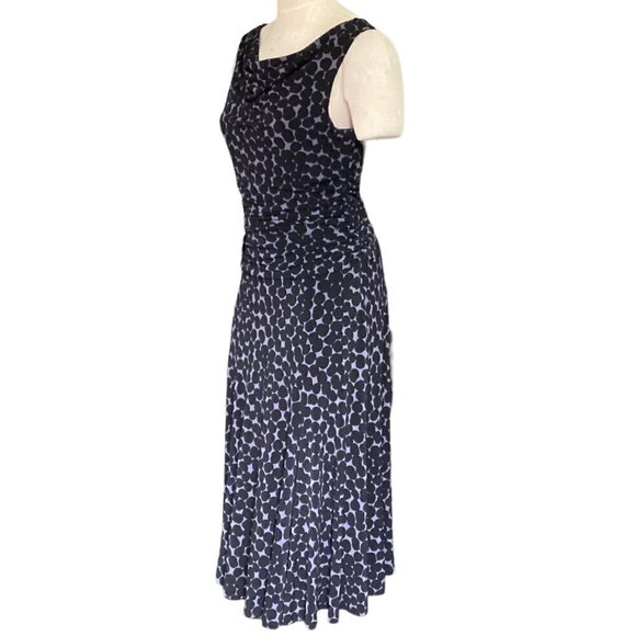Jones New York Sleeveless Drape Cowl Neck Jersey Knit Dress 8 Black & Purple 22H - Picture 3 of 6